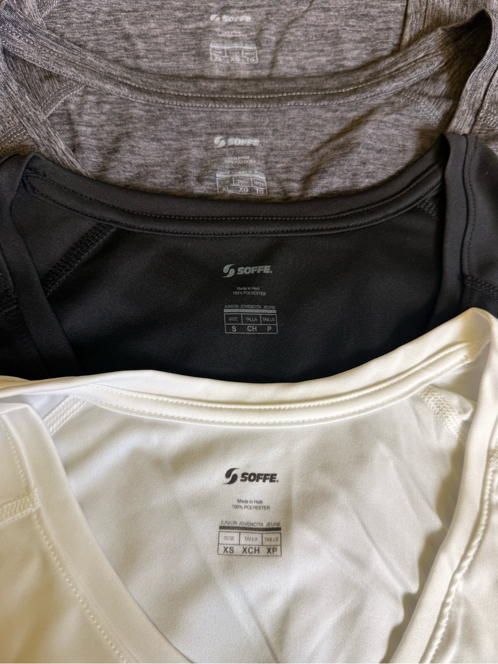 4PC SoffeDRI Athletic tee White, Black & Charcoal XS S XL Resellers Lot